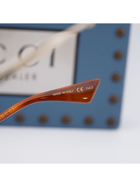 Gucci GG0818SA 002 Geometric Sunglasses - Gold / Brown main image 6